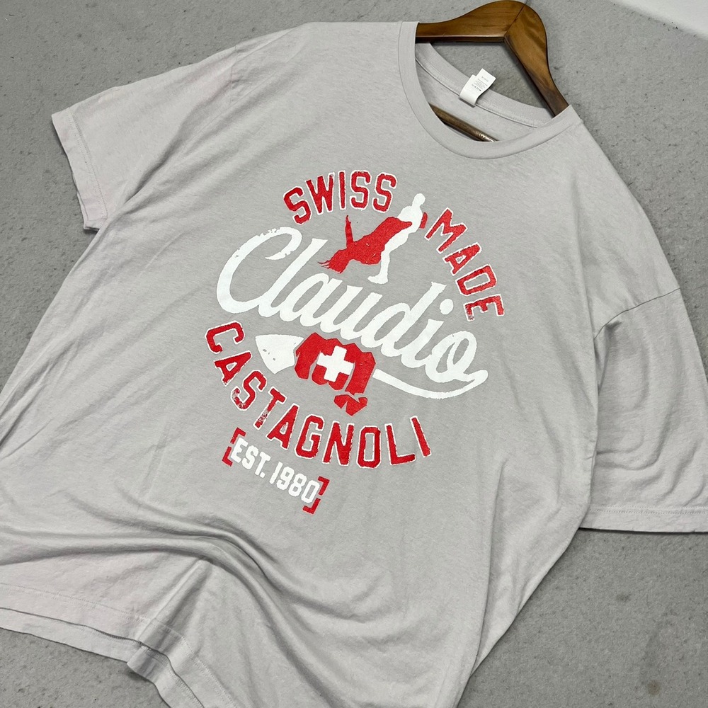 Claudio Castagnoli Swiss Made Wrestling T-Shirt Gray XXL Tultex WWE WWF AEW TNA